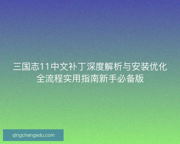 三国志11中文补丁深度解析与安装优化全流程实用指南新手必备版
